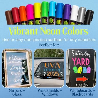 Liquid chalk markers 12 neon erasable Whiteboards (12 Count)