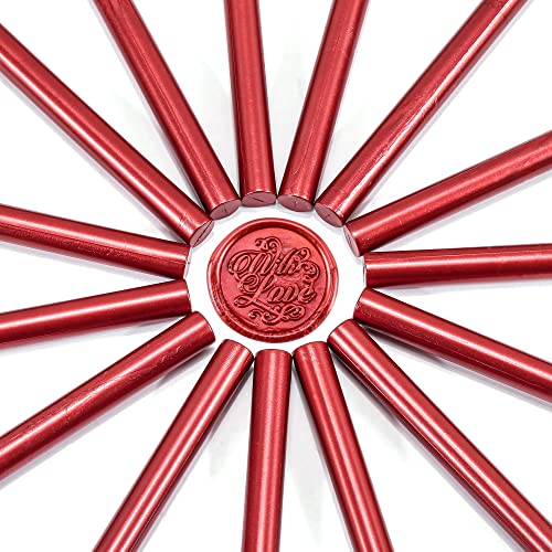 15Pcs Metallic Red Glue Gun Sealing Wax Sticks for Wax Seal Stamp (15 Count)