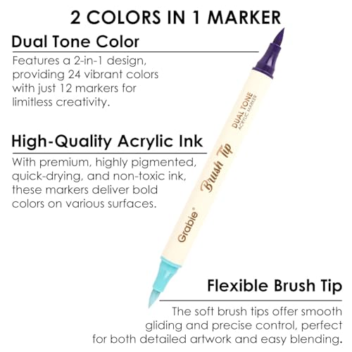 24 Color Acrylic Paint Markers