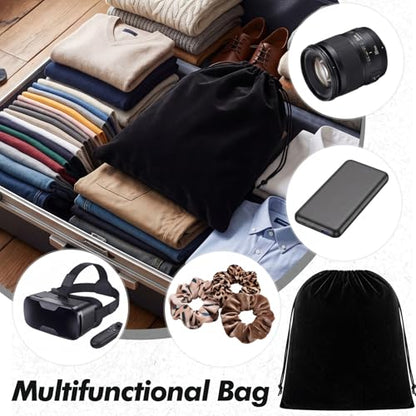 5 Pcs Black Velvet Drawstring Bags (5 Count)