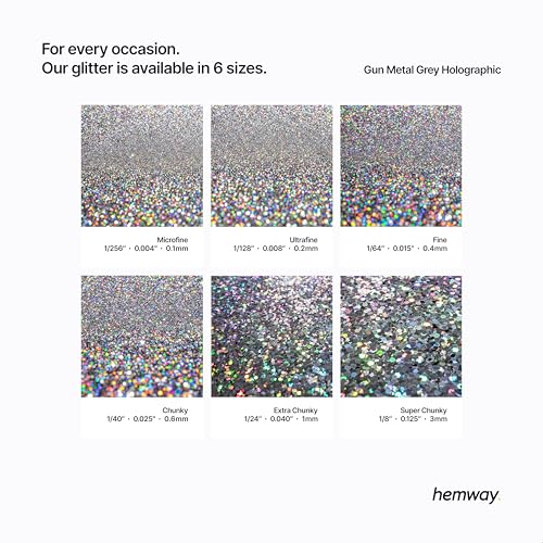 Craft Glitter Gun Metal Grey Holographic 100g Ultrafine Glitter (3.5 Ounce)