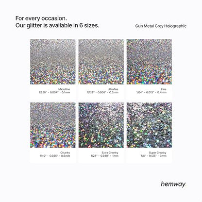 Craft Glitter Gun Metal Grey Holographic 100g Ultrafine Glitter (3.5 Ounce)