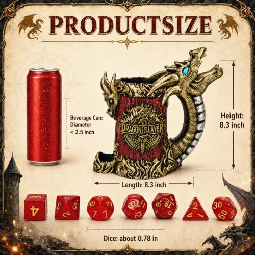 Dice Tower Mug DND Dice Rolling Tower with 7 PCS Dice Set