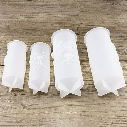 Rose Lily of The Valley Flower Pillar Candle Molds 4pcs