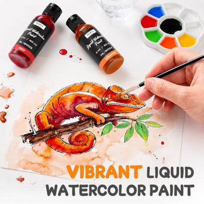 6 Colors Liquid Watercolor Paint Set (12 Fl Oz)
