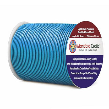 1.5mm Light Blue Waxed Cord