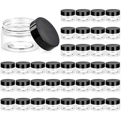 36 Pack 1 OZ Plastic Jars Clear Cosmetic Container with Lids (36 Count)