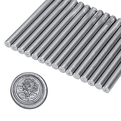 15Pcs Silver Glue Gun Sealing Wax Sticks for Wax Seal Stamp (15 Count)