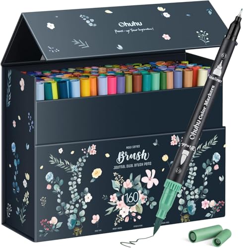 Adult Coloring Book Markers 160 Color Dual Tip Water (160 Count)