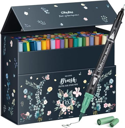 Adult Coloring Book Markers 160 Color Dual Tip Water (160 Count)