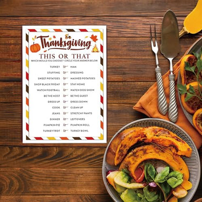 Thanksgiving Party Icebreaker Games Cards