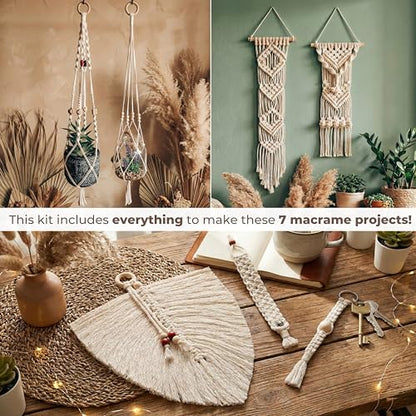 Macrame Kits for Adults Beginners with 126 Macrame Supplies and 7 Projects E