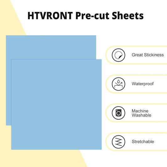 HTVRONT Light Blue HTV Heat Transfer Vinyl Bundle: 24 Pack 12"x12" Iron on Vinyl Sheets for T-Shirt (1 PTFE Sheet Included), PU HTV Vinyl Easy to Cut & Weed for Heat Design