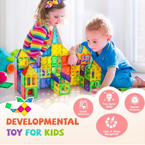 120Pcs Magnetic Tiles Magnetic 3D Building Blocks Set