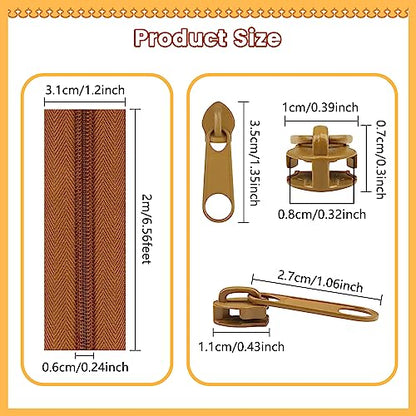 5# Zippers 12 m Nylon Endless Zip Set with Slider and Zip for Sewing and Crafts (12 Count)