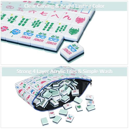 American Mahjong Tile Set with160 Acrylic 4 Layer Engraved Mahjong Tiles