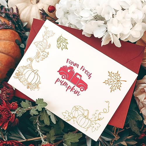 5 Sheet Fall Thanksgiving Clear Stamps Autumn Leaves Pumpkin Gnome Silicone Transparent Stamps Happy Fall Border Stamp Cards for DIY Craft Card Making Scrapbooking Embossing Album Decor (5 Count)