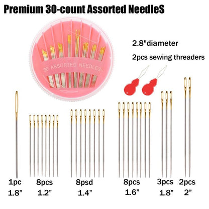 30Pack Premium Sewing Needles for Hand Sewing Repair (30 Count)
