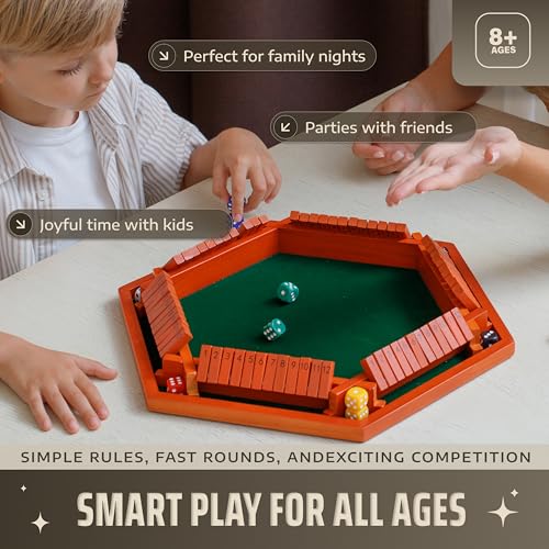 Shut The Box Game Wooden Board for 1