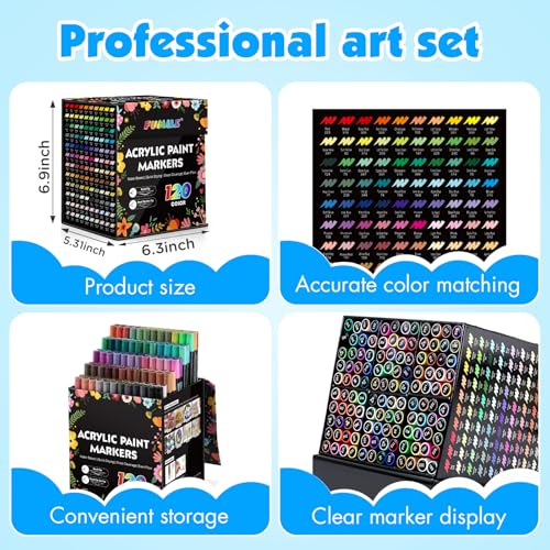 120Color Acrylic Paint Markers Set (120 Count)