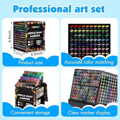 120Color Acrylic Paint Markers Set (120 Count)