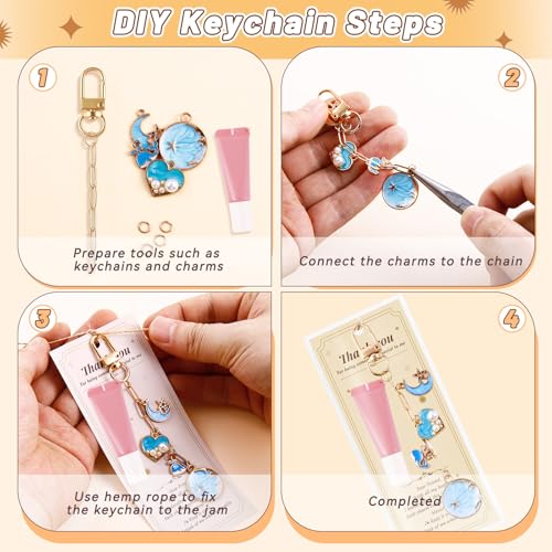 52 Set Lip Gloss Keychain Making Kit with Gift Packaging Supplies (52 Count)