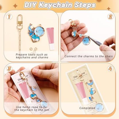 52 Set Lip Gloss Keychain Making Kit with Gift Packaging Supplies (52 Count)