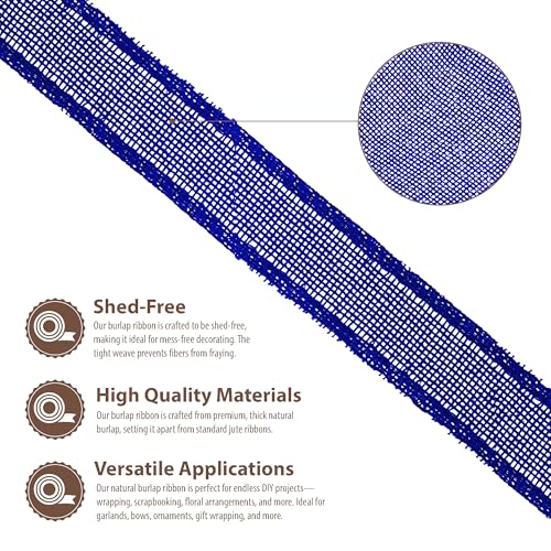 1 Inch Wide Royal Blue Burlap Ribbon for Crafts (60 Foot)