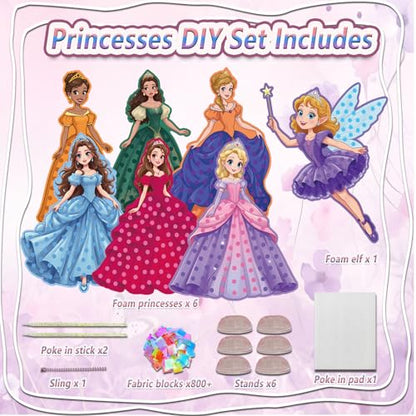 Poke in Fun Art Kit for Kids DIY Princess Craft Set Birthday Gifts for Girls Ages4