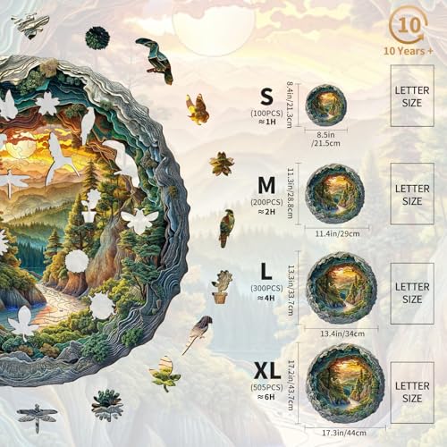 Wooden Puzzles for Adults Cave Forest Jigsaw Puzzle 8.5*8.4in (100 Count)