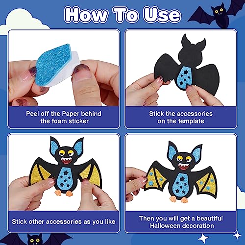 12 Pack Bat Crafts for Kids Bat Crafts Kits Make You Own Bat Foam Stickers Ornament DIY Arts and Crafts for Kids Girls Boys Halloween Party Supplies Halloween Decoration (12 Count)