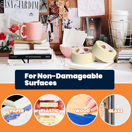 General Purpose Masking Tape Beige White 1" x 60Yards x 6Rolls (6 Count)