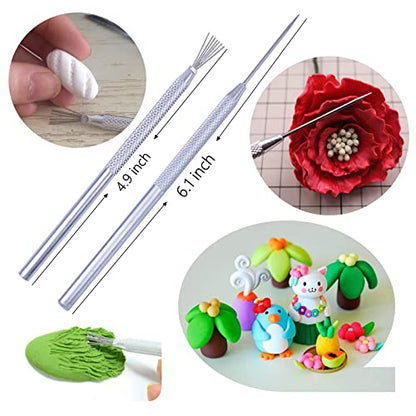 14Pcs Ceramic Pottery Clay Ribbon Sculpting Tools Kit Wire Texture and Needle Detail Tool with Plastic Box for Carving