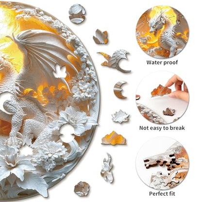 Wooden Puzzles Adults Fierce Dragon Jigsaw Puzzle 11.3*11.2in (192 Count)