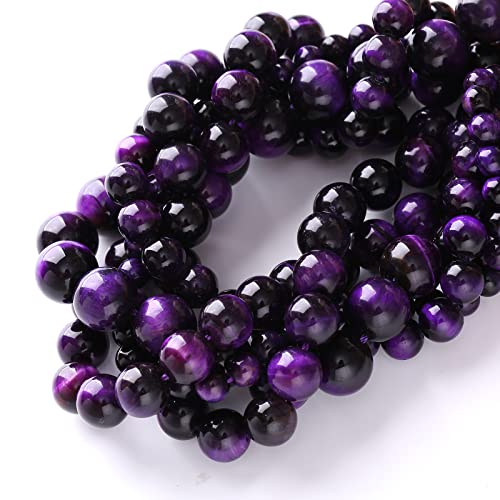 4mm 90pcs A+ Natural Purple Tiger Eye Stone Beads Round Spacer Loose Beads for Jewelry Making DIY Bracelet Necklace 15" Inch