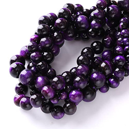 4mm 90pcs A+ Natural Purple Tiger Eye Stone Beads Round Spacer Loose Beads for Jewelry Making DIY Bracelet Necklace 15" Inch