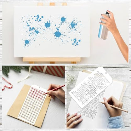 8 Pieces Stencils for Crafts Polka Dot Brick Layering Stencils Mixed Media Texture Stain Splatter Stencils for Painting on Card Making Canvas DIY Crafts Furniture Paper (8 Count)