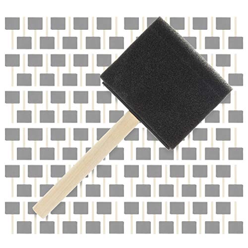 US Art Supply 3 inch Foam Sponge Wood Handle Paint Brush Set
