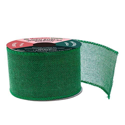 2 1 2 Inch Wide Green Wired Burlap Ribbon for Crafts (30 Foot)