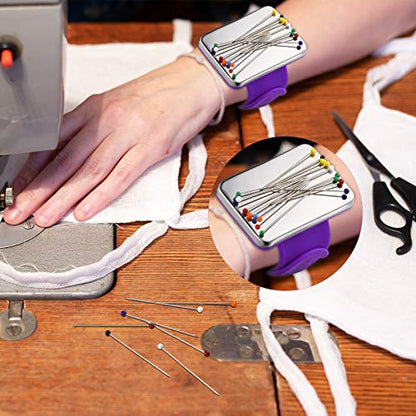 Magnetic Wrist Sewing Pincushion with 100 Pcs 1.5" Pins