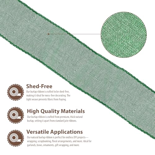 3 Inch Wide Green Burlap Ribbon for Crafts (120 Feet)