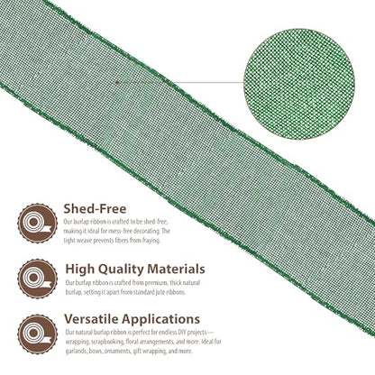 2 1 2 Inch Wide Green Wired Burlap Ribbon for Crafts (30 Foot)