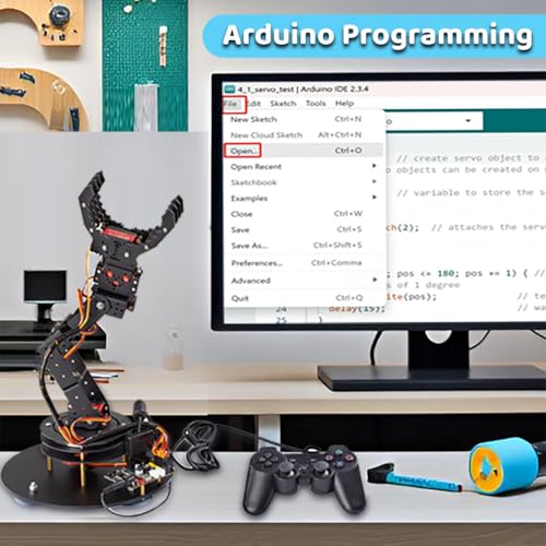 6 Axis Metal Robot Arm Kit with Joystick Control for Arduino Programming DIY Robotics Arm for STEM Learning