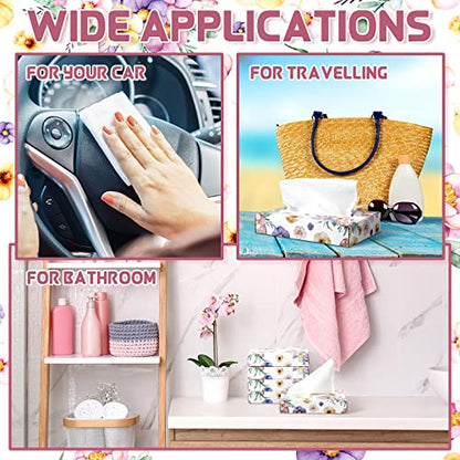 24 Packs 960 Sheets Tissue Cube Car Facial Boxes Disposable Facial Travel Tissues Holder Soft Watercolor Boxes 2 Ply 40 Sheets for Wedding Household Car Kitchen Bathroom (960 Count)