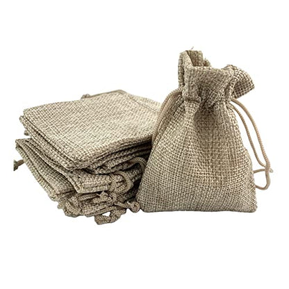 Pack Of 25 Burlap Gift Bags with Drawstring Linen Jewelry Pouches Wedding Hessian Jute Bags for Birthday and Treat Pouches Party Wedding Favors Gift