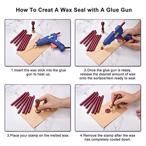 15Pcs Fuchsia Glue Gun Sealing Wax Sticks for Wax Seal Stamp (15 Count)