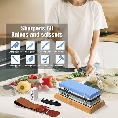 Knife Sharpening Stone Whetstone 4 Side Grit 400