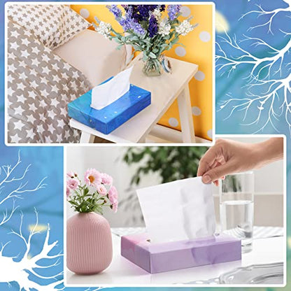 24 Packs 960 Sheets Tissue Cube Car Facial Boxes Disposable Facial Travel Tissues Holder Soft Watercolor Boxes 2 Ply 40 Sheets for Wedding Household Car Kitchen Bathroom (960 Count)