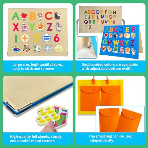 Foldable Freestanding Felt Flannel Board Set for Toddlers (76 Count)