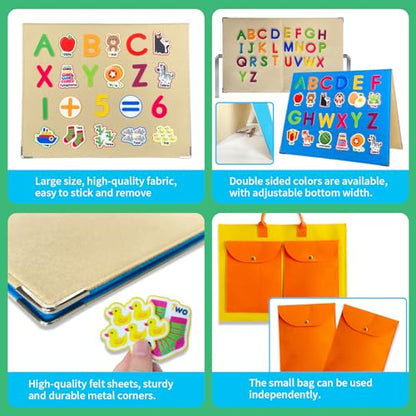 Foldable Freestanding Felt Flannel Board Set for Toddlers (76 Count)